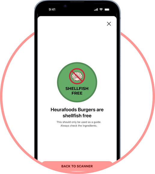 Shellfish Free status on Pescetarian Scanner app